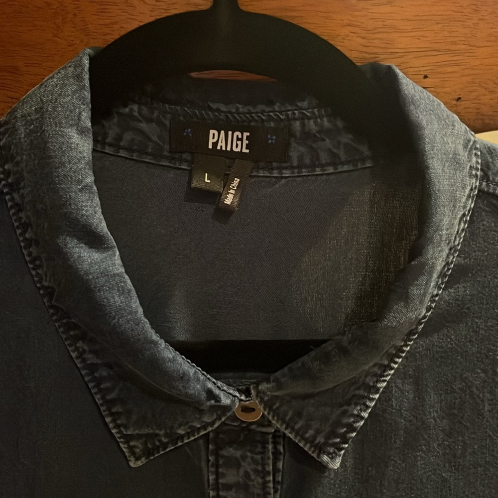 Paige Mila Chambray Button Down Denim Shirtdress - image 3